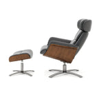 Fauteuil inclinable en cuir véritable Jovan 31.5 avec pouf
