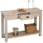 HOMCOM Table Console d'Entrée avec Tiroir de Rangement, Étagère Inférieure et Construction Robuste, Chêne Blanc