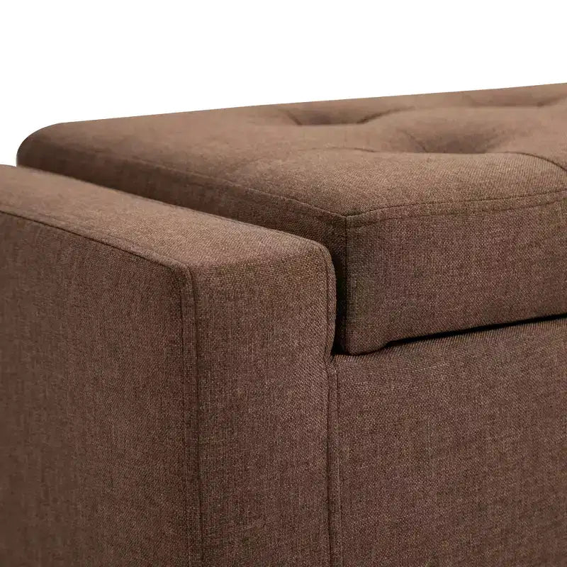 Banc de rangement ottoman en lin HOMCOM avec couvercle relevable, ottoman rectangulaire capitonné pour salon, entrée ou chambre à coucher