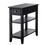 Costway Table de Chevet à 3 Niveaux Table d'Appoint de Canapé avec Double Étagères et Tiroir, Noir