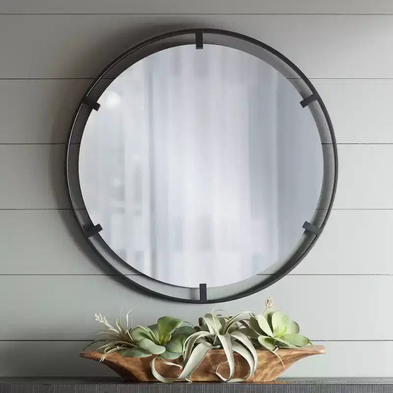 Miroir Mural Décoratif Rond Starbird Uttermost, Moderne en Métal Noir Ajouré, 76 cm de Large pour Salle de Bain, Chambre, Salon, Bureau à Domicile