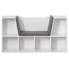 Étagère multifonctionnelle moderne Basicwise avec espace de rangement et coin lecture rembourré gris
