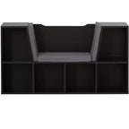 Étagère multifonctionnelle moderne Basicwise avec espace de rangement et coin lecture rembourré gris