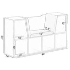 Étagère multifonctionnelle moderne Basicwise avec espace de rangement et coin lecture rembourré gris