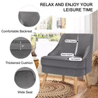 Fauteuil d'appoint Costway en velours, fauteuil simple avec pieds en bois d'hévéa, rose/vert/gris