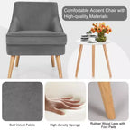 Fauteuil d'appoint Costway en velours, fauteuil simple avec pieds en bois d'hévéa, rose/vert/gris