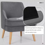 Fauteuil d'appoint Costway en velours, fauteuil simple avec pieds en bois d'hévéa, rose/vert/gris