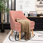 Fauteuil d'appoint Costway en velours, fauteuil simple avec pieds en bois d'hévéa, rose/vert/gris