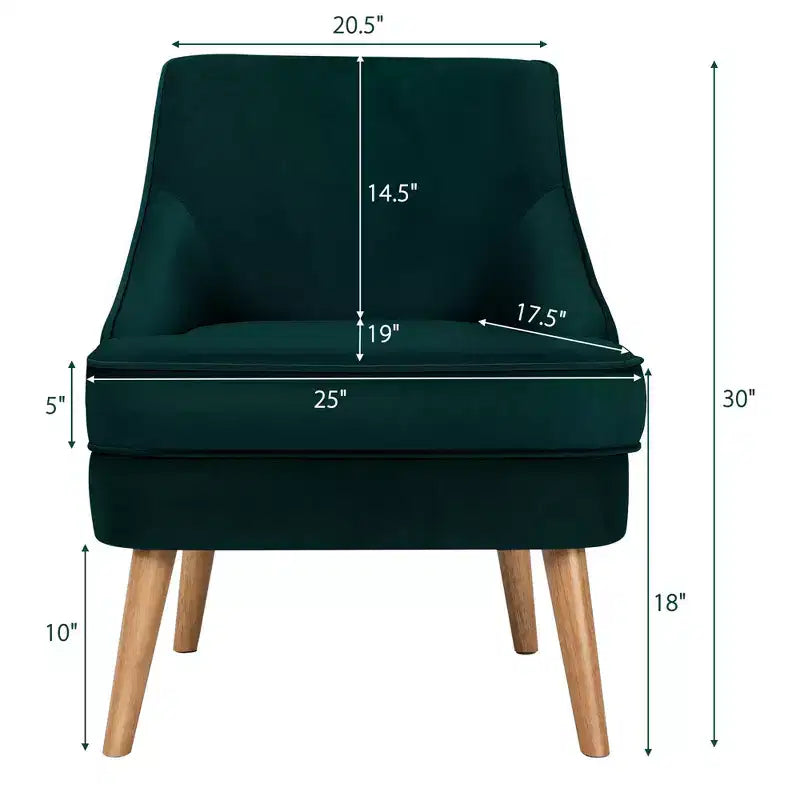 Fauteuil d'appoint Costway en velours, fauteuil simple avec pieds en bois d'hévéa, rose/vert/gris