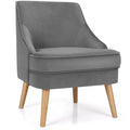Fauteuil d'appoint Costway en velours, fauteuil simple avec pieds en bois d'hévéa, rose/vert/gris