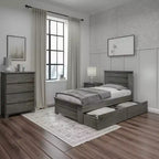 Lit double Max & Lily avec tiroirs de rangement, lit plateforme en bois massif pour enfants