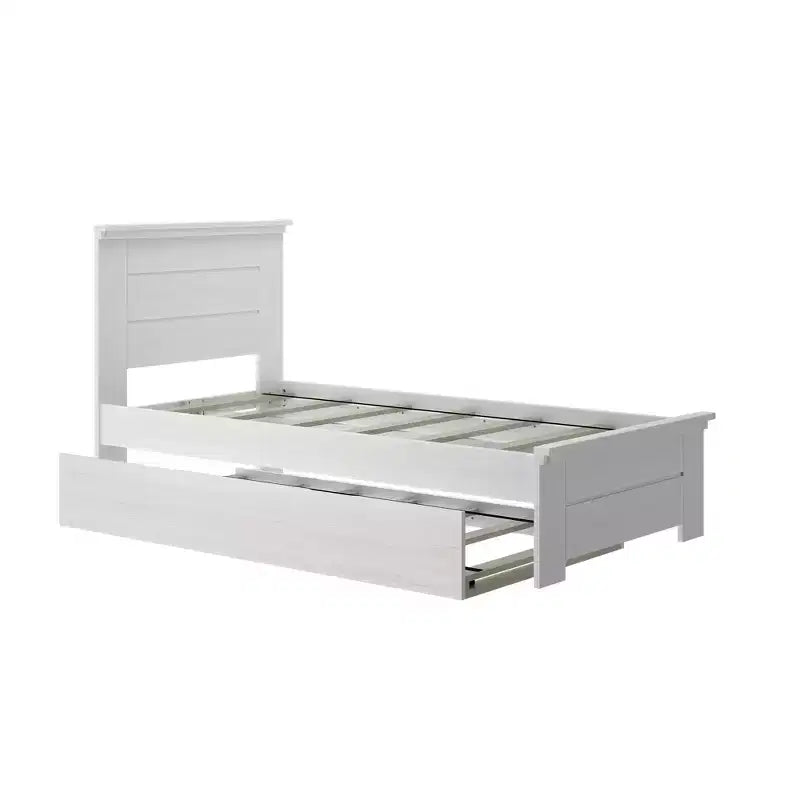 Cadre de lit double Max & Lily avec tête de lit à lattes et lit gigogne, lit plateforme en bois massif