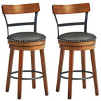 Costway Set of 2/4 BarStool 25.5'' Swivel Counter Height Dining Chair with Rubber Wood Legs