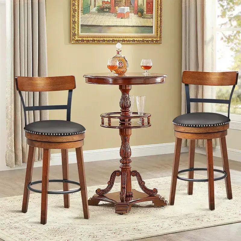 Costway Lot de 2/4 tabourets de bar pivotants de 64,8 cm avec pieds en bois d'hévéa