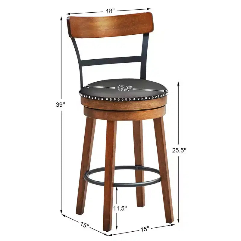 Costway Lot de 2/4 tabourets de bar pivotants de 64,8 cm avec pieds en bois d'hévéa