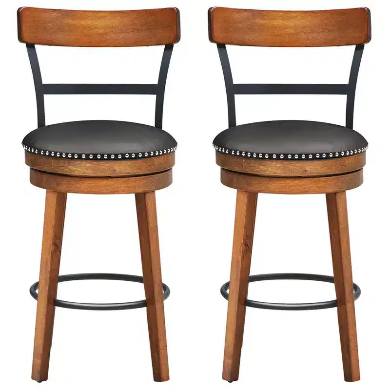 Costway Lot de 2/4 tabourets de bar pivotants de 64,8 cm avec pieds en bois d'hévéa