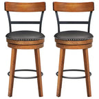 Costway Lot de 2/4 tabourets de bar pivotants de 64,8 cm avec pieds en bois d'hévéa