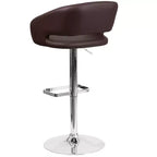 Merrick Lane Tabouret de bar moderne à dossier mi-hauteur arrondi avec siège pivotant réglable en hauteur