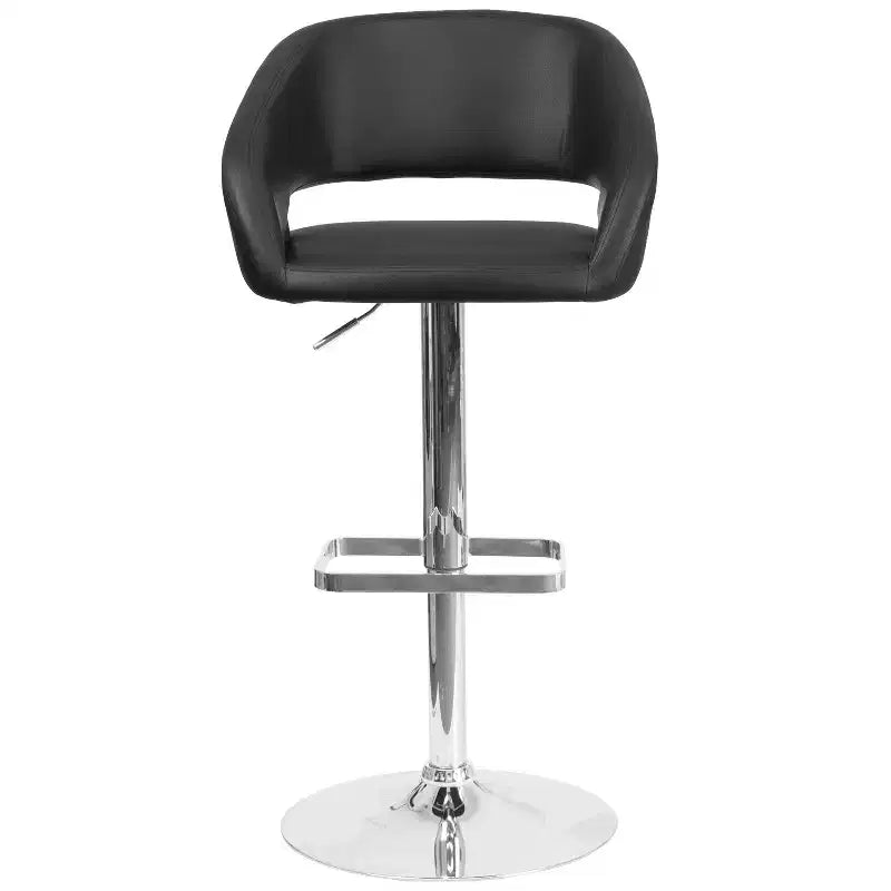 Merrick Lane Tabouret de bar moderne à dossier mi-hauteur arrondi avec siège pivotant réglable en hauteur