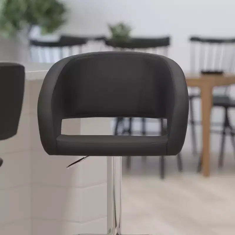Merrick Lane Tabouret de bar moderne à dossier mi-hauteur arrondi avec siège pivotant réglable en hauteur