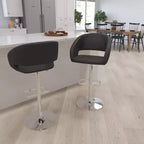 Merrick Lane Tabouret de bar moderne à dossier mi-hauteur arrondi avec siège pivotant réglable en hauteur