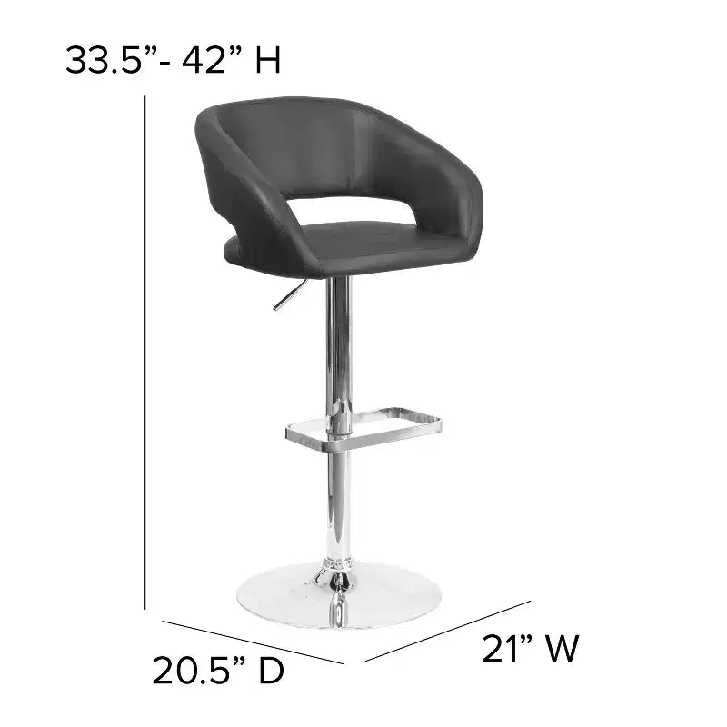 Merrick Lane Tabouret de bar moderne à dossier mi-hauteur arrondi avec siège pivotant réglable en hauteur