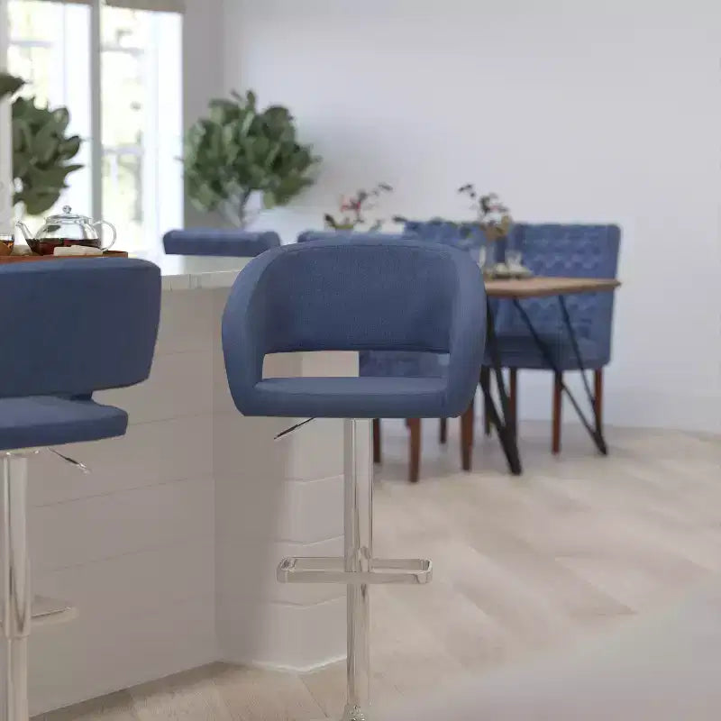 Merrick Lane Tabouret de bar moderne à dossier mi-hauteur arrondi avec siège pivotant réglable en hauteur