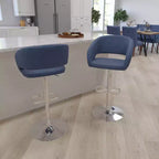 Merrick Lane Tabouret de bar moderne à dossier mi-hauteur arrondi avec siège pivotant réglable en hauteur