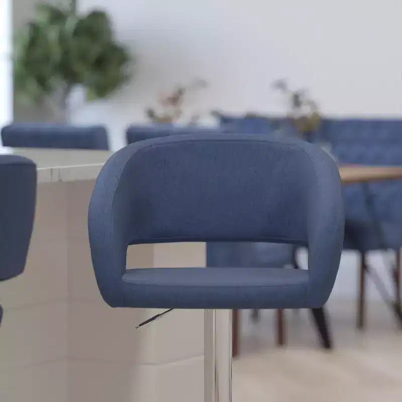 Merrick Lane Tabouret de bar moderne à dossier mi-hauteur arrondi avec siège pivotant réglable en hauteur