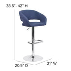 Merrick Lane Tabouret de bar moderne à dossier mi-hauteur arrondi avec siège pivotant réglable en hauteur