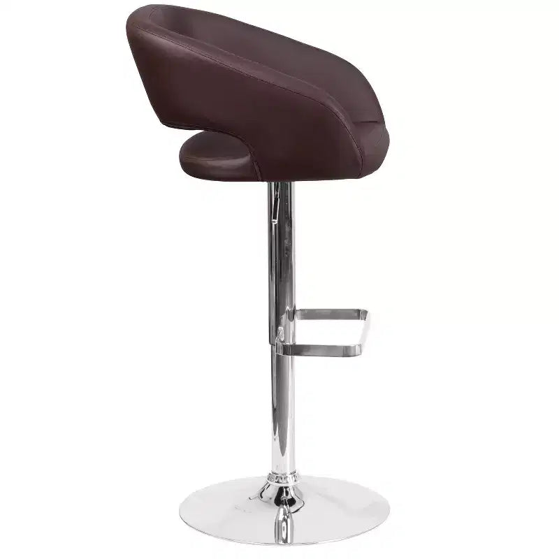 Merrick Lane Tabouret de bar moderne à dossier mi-hauteur arrondi avec siège pivotant réglable en hauteur