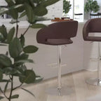 Merrick Lane Tabouret de bar moderne à dossier mi-hauteur arrondi avec siège pivotant réglable en hauteur