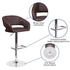 Merrick Lane Tabouret de bar moderne à dossier mi-hauteur arrondi avec siège pivotant réglable en hauteur