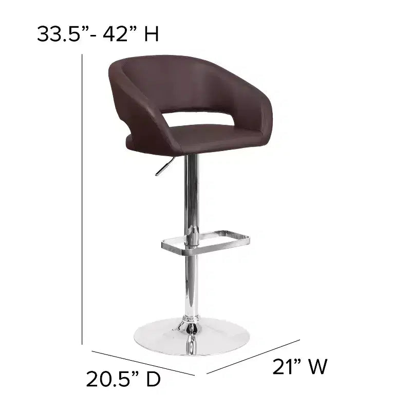 Merrick Lane Tabouret de bar moderne à dossier mi-hauteur arrondi avec siège pivotant réglable en hauteur
