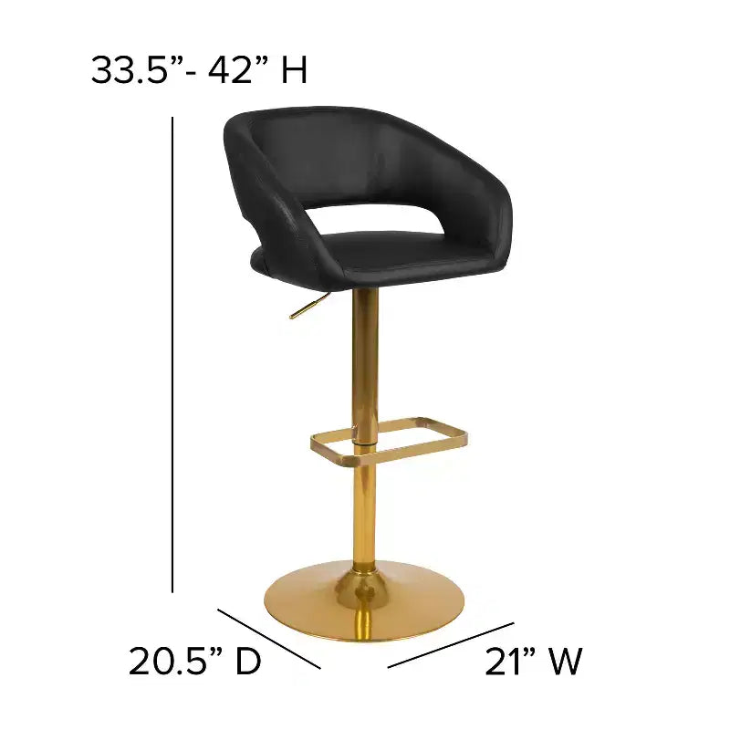 Merrick Lane Tabouret de bar moderne à dossier mi-hauteur arrondi avec siège pivotant réglable en hauteur