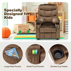 Fauteuil inclinable pour enfants Costway en velours avec porte-gobelet et poche latérale bleu/rose