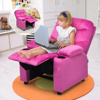 Fauteuil inclinable pour enfants Costway en velours avec porte-gobelet et poche latérale bleu/rose