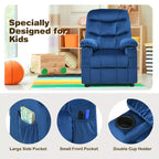 Fauteuil inclinable pour enfants Costway en velours avec porte-gobelet et poche latérale bleu/rose