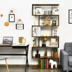 Costway Lot de 1 ou 2 bibliothèques en forme de S à 6 niveaux, étagère de rangement, présentoir à livres, étagère en Z, café
