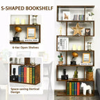 Costway Lot de 1 ou 2 bibliothèques en forme de S à 6 niveaux, étagère de rangement, présentoir à livres, étagère en Z, café