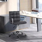 Chaise de bureau HOMCOM moderne en cuir PU rembourré, hauteur réglable, roulettes pivotantes à 360°