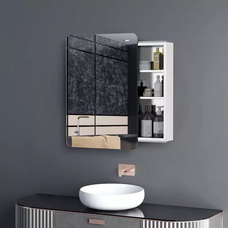 kleankin Armoire de toilette murale 45,7 x 66 cm avec miroir, porte coulissante et étagère de rangement à 3 niveaux, en acier inoxydable, pour salon et chambre à coucher