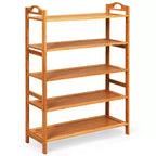 Costway 5-Tier Bamboo Shoe Rack FreeStanding Shoe Shelf Entryway Shoe Storage Organizer