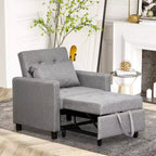 HOMCOM Canapé convertible, lit de repos, fauteuil multifonctionnel avec tissu capitonné, dossier inclinable, oreiller, gris