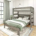 Max & Lily Farmhouse Twin over Queen L-Shaped Bunk Bed with Desk