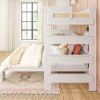 Lit superposé en L Max & Lily Farmhouse, format double au-dessus de grand, avec bureau