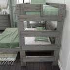 Lit superposé en L Max & Lily Farmhouse, format double au-dessus de grand, avec bureau