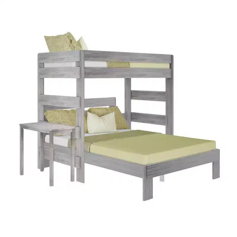 Lit superposé en L Max & Lily Farmhouse, format double au-dessus de grand, avec bureau
