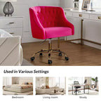 Chaise de bureau pivotante à hauteur réglable en velours Anika avec dossier capitonné et base dorée | Karat Home
