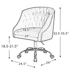 Chaise de bureau pivotante à hauteur réglable en velours Anika avec dossier capitonné et base dorée | Karat Home